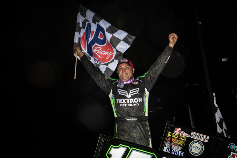 Donny Schatz gets sixth Outlaw victory of the season during visit to Lake Ozark Speedway