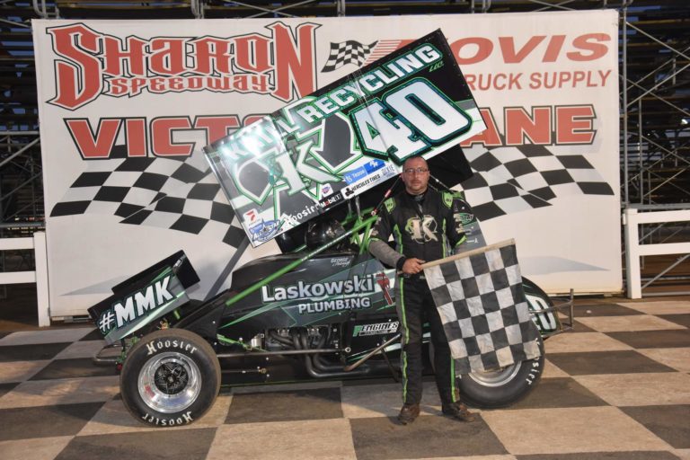 Hobaugh rallies from ninth to win at Sharon Speedway