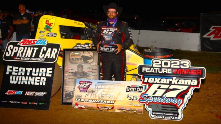 Westfall scores $10,000 at Texarkana 67 Speedway, gives Ray Marshall his first USAC victory